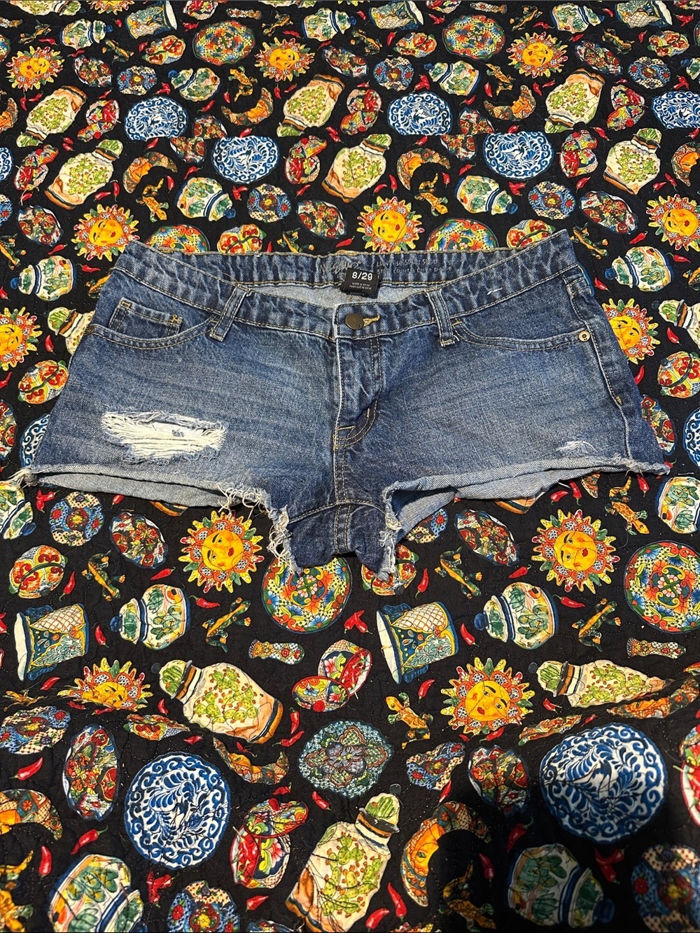 Mossimo Supply Co. Blue Distressed Denim Cutoff Shorts